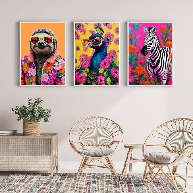cupmod 6 Packs Colorful Animal Paint by Numbers Kit for Adults,DIY Watercolor Oil Painting by Numbers Kit,Easy Acrylic Adults Paint by Numbers Kit for Home Wall Decor 9.8x13.8inch