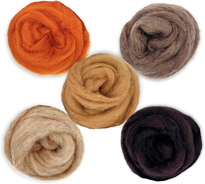 Corriedale Carded Sliver Wool Roving Variety Bundle | Best Core Wool for Needle Felting, Spinning, Wet Felting, Weaving, Dryer Balls, Yarn Roving - Ethically Sourced (Autumn Harvest)