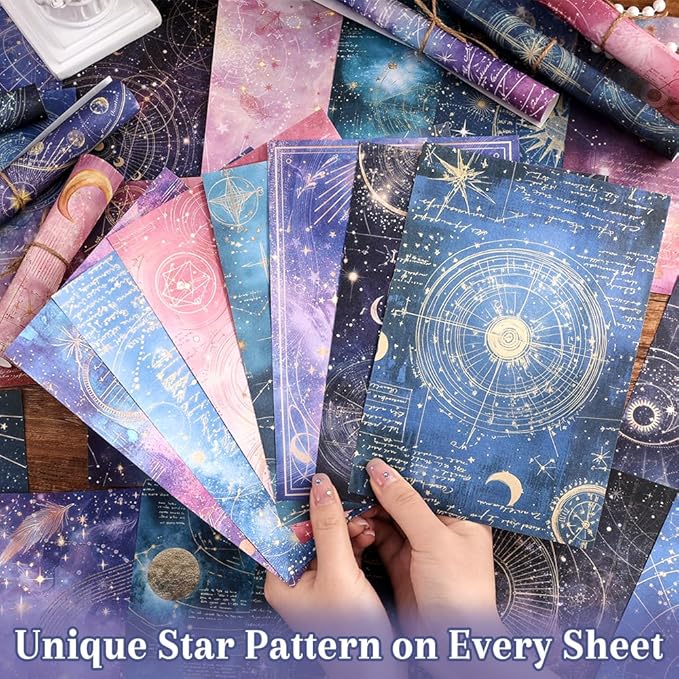 160 Sheets of Starry Sky Scrapbook Paper, journaling Scrapbook Supplies Craft Collage Paper Set, Junk Journal Bullet Journal Poster Room Decor for Card Making Decorative Gifts