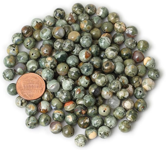 cheavian 45pcs 8mm natural aust rhyolite stone gemstone round loose beads for jewelry making 1 strand 15"
