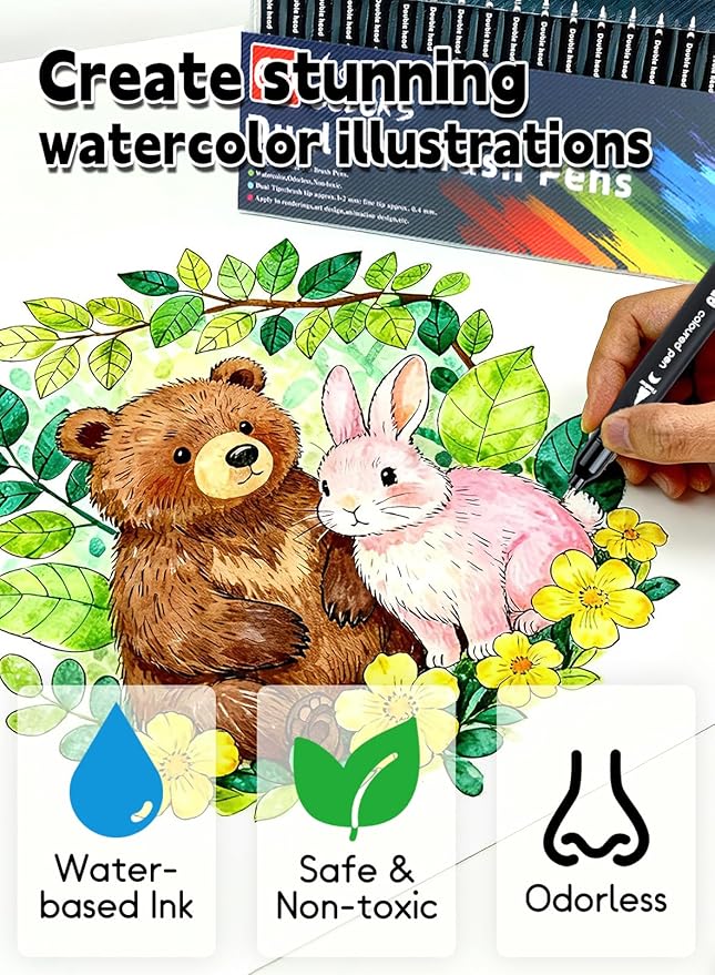 80 Colors Dual Markers Brush Pens, Fine Felt & Brush Tip Marker Christmas Gifts for Adults, Stocking Stuffers Art Marker Pens for Coloring Book Journaling Note Taking Hand Lettering
