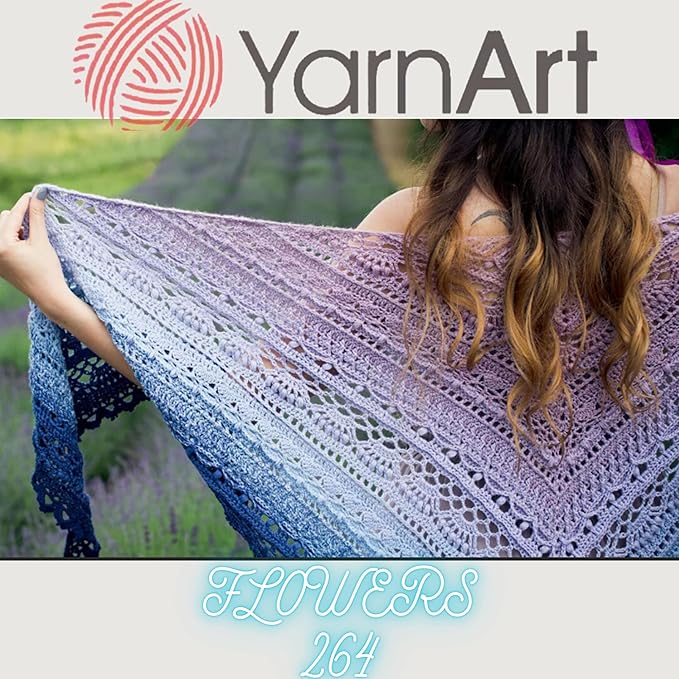 YarnArt Flowers – Gradient Cotton Acrylic Blend, 250g (8.8 oz), 1094 yds, Lightweight Sport Yarn for Crochet, Knitting, Shawls, Summer Projects (264)