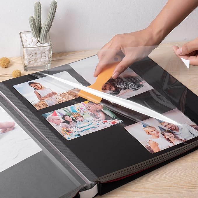 Large Photo Album Self Adhesive 4x6 5x7 3x5 8.5x11 Scrapbook Magnetic Album DIY Scrap Book Length 13 x Width 12.8 (Inches) 120 Black Sticky Pages Linen Cover DIY Photo Album(Black)