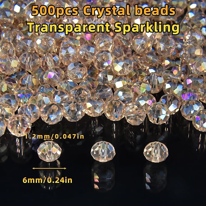 laopottbeads 500pcs 6mm crystal glass beads for jewelry making beads for bracelets necklace pendants making supplies(silver champagne)