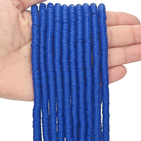 MIIIM 3600 PCS 10 Strands Polymer Clay Beads for Jewelry Making, Vinyl Heishi Beads 6mm for Surfer Bracelets Necklace Making (Royal Blue)