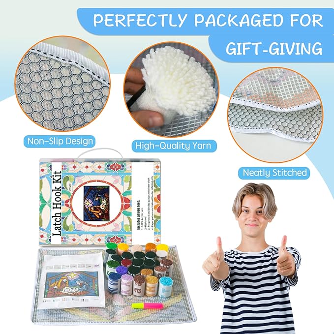 MIAOLLUN Latch Hook Kits Rug, 3D Pattern Printed Canvas Crochet Needlework Crafts Floor DIY Latch Kits for Adults Beginners 20.4" X 15" (52X38cm)