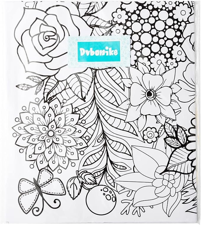 dvbonike jumbo mandala coloring poster giant flower diy drawing paper art blank banner 55.1 x 23.6 inch color-in table cover wall decoration school group activities for kids arts craft party suppiles