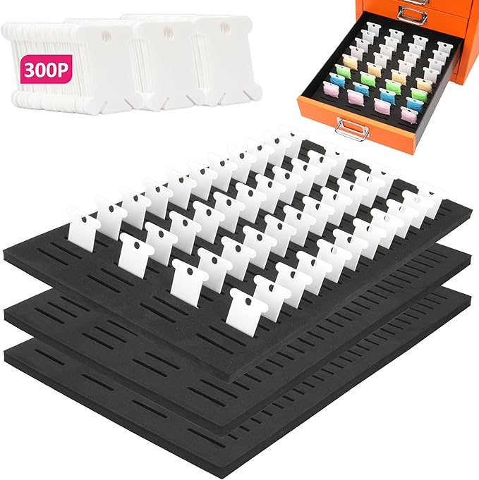 300PCs Embroidery White Floss Bobbins with 3 Packs Customizable EVA Foam Insert for Bisley MultiDrawer Cabinet or 15 * 11-inch Multi-Drawer Cabinet, Embroidery Floss Organizer, Cross Stitch Storage