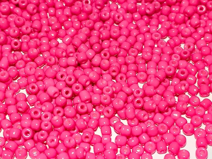 Perlin Glass Seed Beads 4mm 6/0 Round 1100pcs Mini Small Pony Spacer Beads Kit for Jewelry Making Earrings Bracelets Pendants Waist DIY Handmade (Pink Opaque 2)