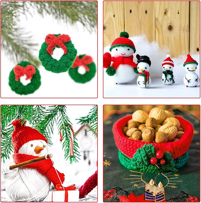 LIHAO 3 Skeins Yarn for Knitting Christmas Themed Yarn for DIY Xmas Crochet Crafts - 100% Acrylic, 50g