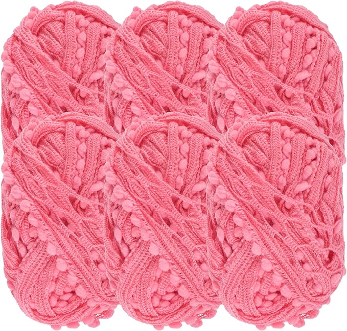 JubileeYarn Fishnet Pom Pom Yarn - 50g Mini Bonbons - Watermelon - 6 Skeins
