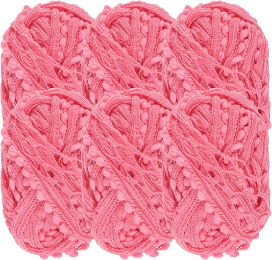 JubileeYarn Fishnet Pom Pom Yarn - 50g Mini Bonbons - Watermelon - 6 Skeins