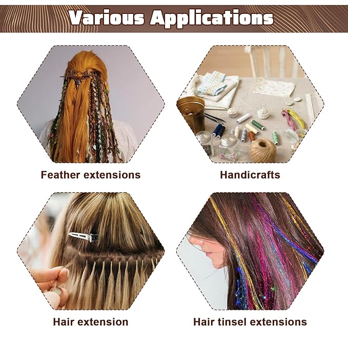 Sibba 10pcs Hair Extension Loop Threader Tools, Needle Threader Wire Pulling Hook Tool, Hair Crochet Latch Hook Bead Device Tool for Link Rings Beads Braid Hairs Tinsel, Feather Extensions Supplies
