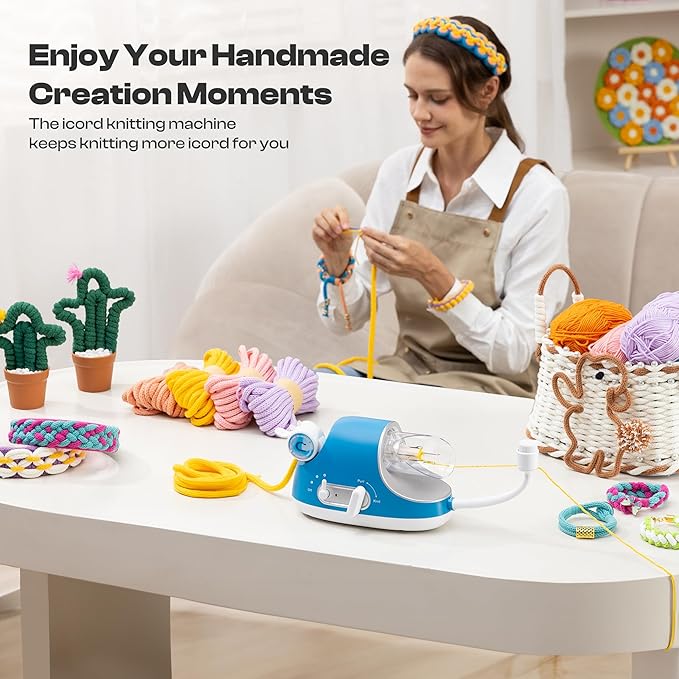 Caydo Automatic i Cord Knitting Machine Pro, Electric i-Cord Knitter with Powerful 3-Speed Adjustable, Hands-Free Highly Efficient Yarn Knit Helper, Crochet iCord Maker Tool for Fast DIY Craft Project