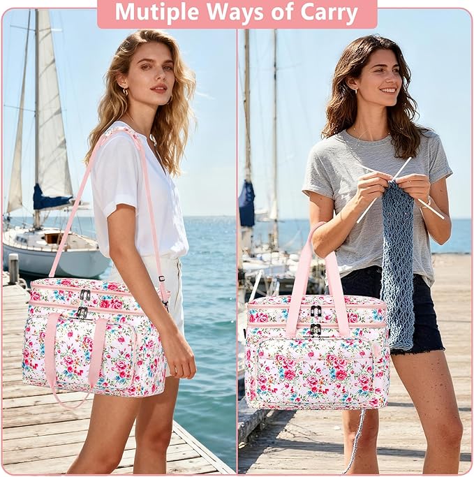 IBFUN 3PCS Crochet Bag with Wrist Yarn Holder, Large Yarn Storage Tote Waterproof Knitting Bag Organizer with Adjustable Strap for Hooks, Needles (Up to 14"), Accessories, Crochet Lovers, Tangle-Free