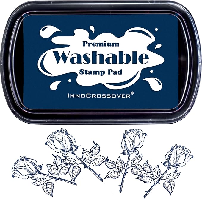 Washable Ink Pad, Best Stamps for Kids, Kids Crafts, Paw Print Kit, Baby Footprint Kit, Stamp Pads on Scrapbooking, Fingerprint Ink Pad, Easy to Wash Off Skin | Large | Safe Non-Toxic (Indigo Blue)