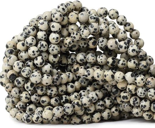 cheavian 60pcs 6mm natural dalmatian stone round loose beads for jewelry making diy findings 1 strand 15"