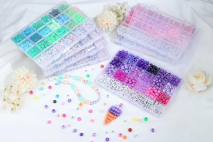 XIANNVXI 24Colours Pony Beads for Bracelet Friendship 720pcs Letter Kandi Purple Pony Beaded for Jewelry DIY Crafts Bracelet Making