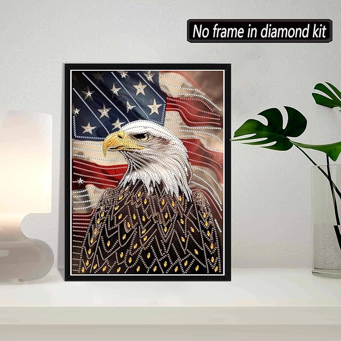 SKRYUIE DIY Diamond Art Kits for Adults Eagle Special Shape - 5D Diamond Painting Kits for Adults Animal - Crystal Embroidery Cross Stitch - Craft for Wall & Office Decor 12×16 Inch