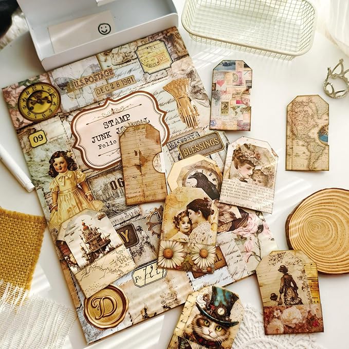 Junk Journal Supplies, Vintage Decorative Scrapbook Supplies for Junk Journal Card Making Picture Art Collage DIY