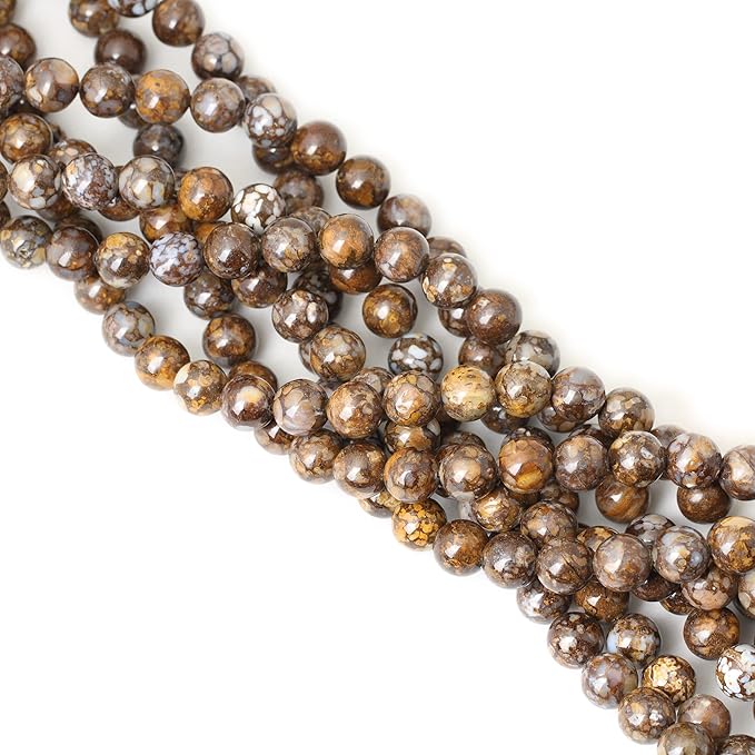 cheavian 35pcs 10mm natural fire lace opal round loose beads for jewelry making diy bracelet necklace materials 1 strand 15"