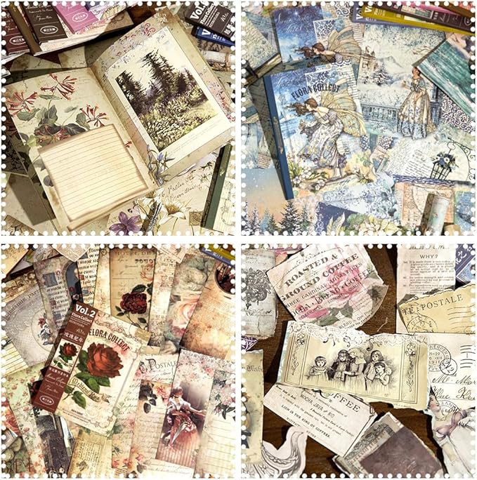 160Pcs vintage scrapbook supplies Set,4 styles of design Mixed Special Paper for Letter Writing,Double-sided scrapbook paper, DIY Junk Journal supplies, decoupage paper,card making supplies