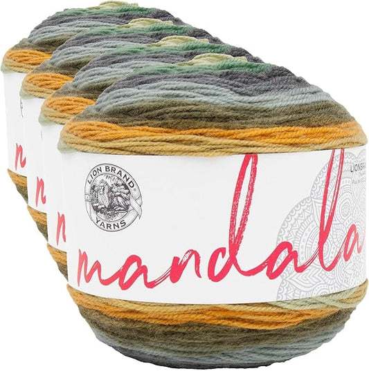 Lion Brand Yarn Mandala, Multicolor Yarn for Knitting, Crochet and Crafting, Werewolf, 4 Pack