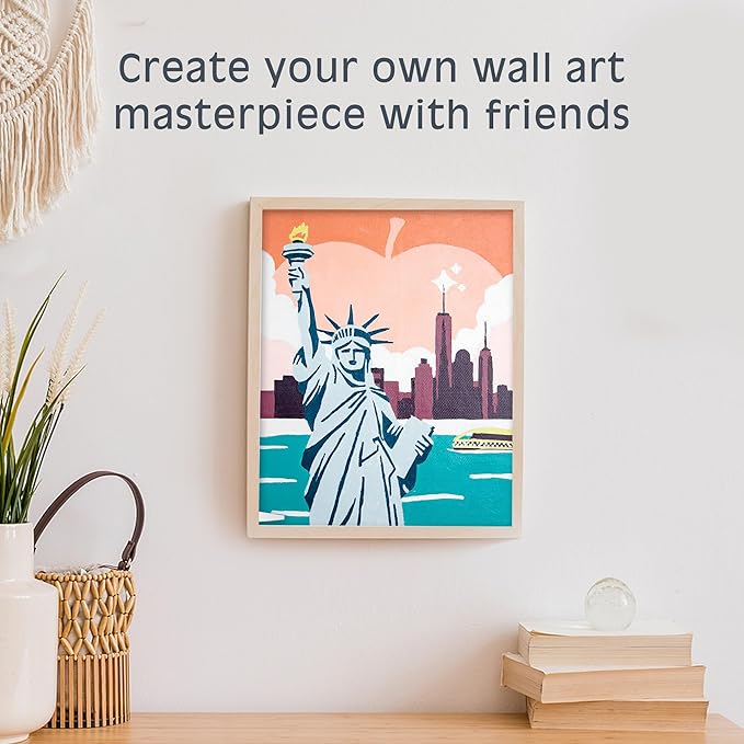 Pink Picasso Kits Colorful Destinations Paint by Number for Adults and Teens | DIY Unique Canvas Painting Kits Color by Numbers Arts & Crafts Kit | New York State of Mind 8x10 - Paint Kit Set