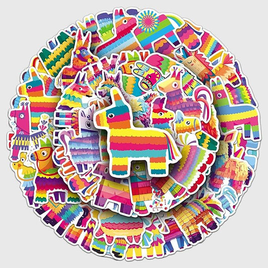 50Pcs Pinata Stickers, Waterproof Vinyl Colorful Party Decals for Laptop, Phone, Skateboard, Luggage - Decorative Stickers for Kids, Boys, Girls, Adults (Perfect for Holidays & Birthdays)