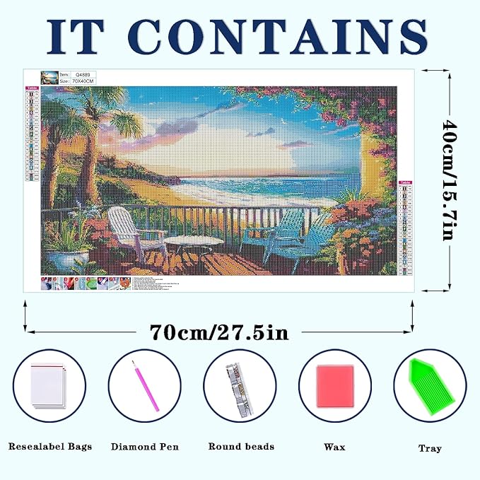 DOTZSO Large Diamond Painting Kits for Adults, Easy DIY 5D Round Full Drill Diamond Art kit Diamond Dot Crystal Gem Art and Craft for Beginners Home Wall Decor Landscape 27.5 X 15.7 Inches