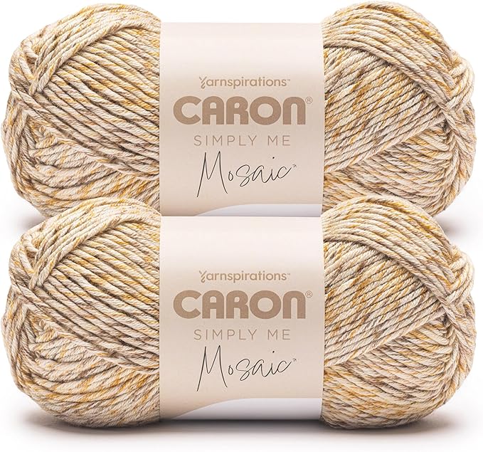 Caron Simply Me Mosaic Beachy Yarn - 2 Pack of 140g/5oz - 62% Acrylic, 20% Nylon, 18% Wool - #5 Bulky - 173 Yards - Knitting/Crochet