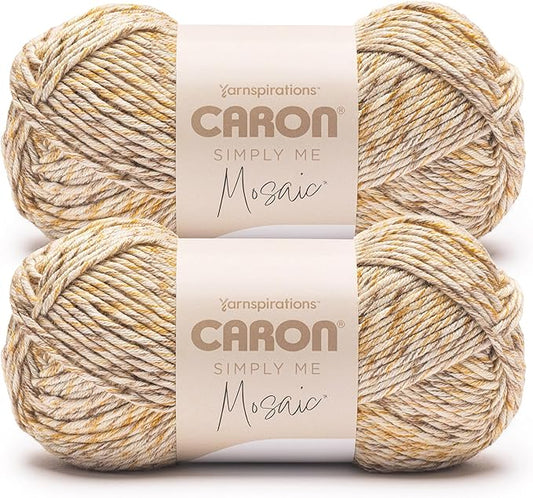 Caron Simply Me Mosaic Beachy Yarn - 2 Pack of 140g/5oz - 62% Acrylic, 20% Nylon, 18% Wool - #5 Bulky - 173 Yards - Knitting/Crochet