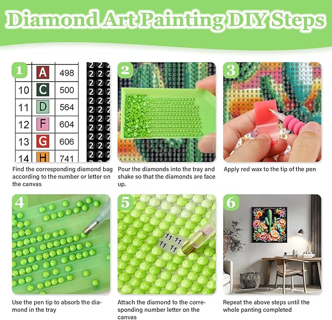 MAXBYE Cactus Garden Diamond Paintings, Cactus Flower Garden Diamond Art Kits for Adults, Diamond Art Accessories and Free Extra 30% Diamonds, Diamond Art for Home Décor Items. 12x12inch