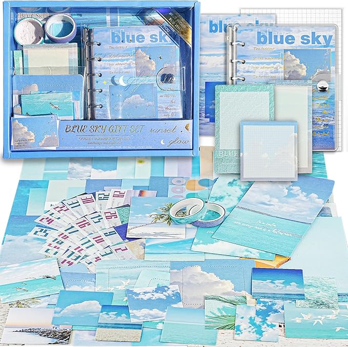Aromoty Aesthetic Scrapbook Kit, Vintage Scrapbooking Supplies Kit for Bullet Junk Journal, A6 Grid Notebook, Stationary Journaling Supplies,DIY Craft Decor Birthday Gifts for Women Kid Teen Girl
