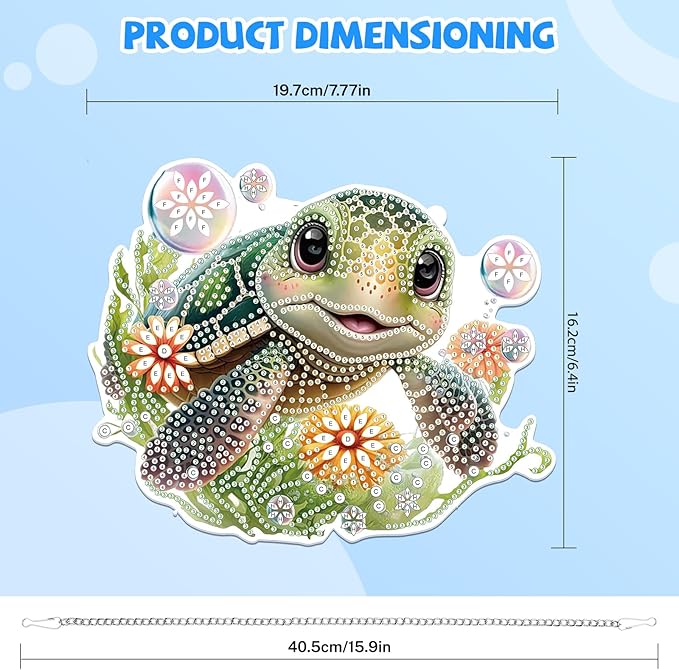Bowetile Hanging Diamond Art Sea Turtle Kits for Adults, 5D Special Shape Diamond Painting Sea Turtle Kits, Diamond Gem Art Suncatchers Painting Pendant Ornament for Home Garden Wall Decor