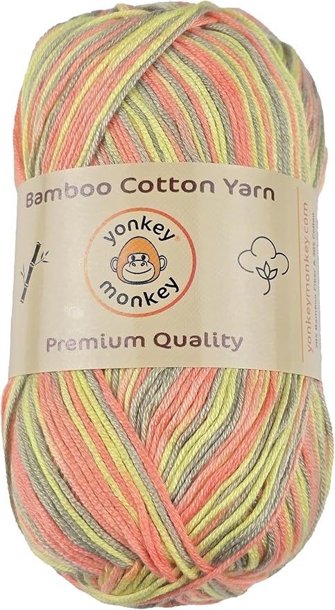 10-Pack of Yonkey Monkey 500 Grams Yarn - 70% Rayon derived from Bamboo, 30% Cotton - Imported - Tiger Mix 9046
