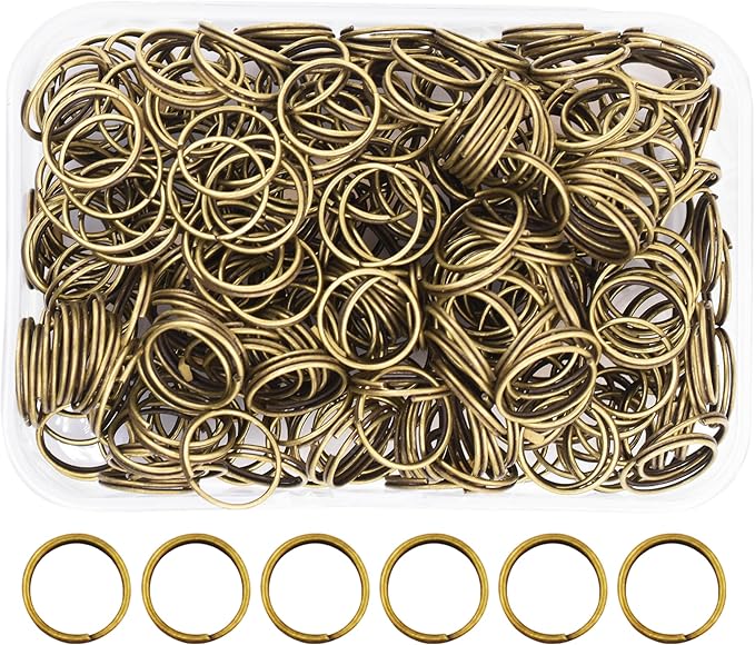 Mandala Crafts Assorted Antique Brass Jump Rings Jewelry Findings Metal O Rings for Jewelry Making Supplies - 300 12mm Small Open Jump Rings Kit for Necklace Earring