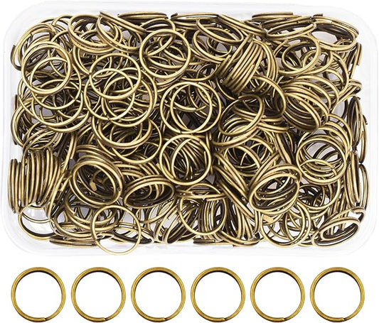 Mandala Crafts Assorted Antique Brass Jump Rings Jewelry Findings Metal O Rings for Jewelry Making Supplies - 300 12mm Small Open Jump Rings Kit for Necklace Earring