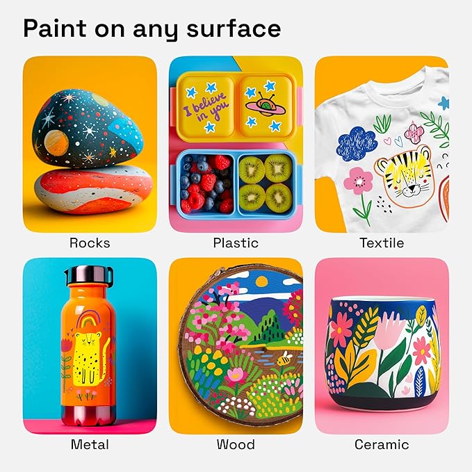 ARTISTRO 120 Acrylic Paint Markers for Rock, Fabric, Wood, Glass, Eggs - Dual-Tip Paint Pens for Coloring Books for Adults, Teens, Kids - Art & Craft Supplies - Gift Idea - Easter Basket Stuffers