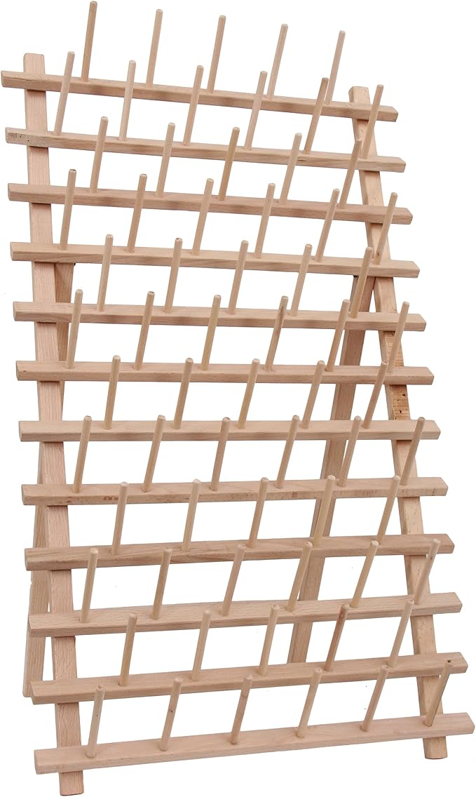 Threadart 66 Large Spool Cone Wood Thread Rack | Made of Hardwood, Sturdy, Freestanding or Wall Mount | Perfect for Large King Size Cones | For Sewing, Embroidery, Quilting, & Specialty Thread Storage