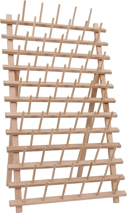 Threadart 66 Large Spool Cone Wood Thread Rack | Made of Hardwood, Sturdy, Freestanding or Wall Mount | Perfect for Large King Size Cones | For Sewing, Embroidery, Quilting, & Specialty Thread Storage