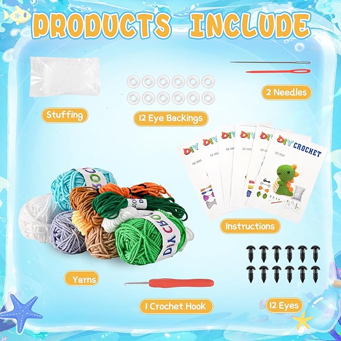 Datunsu 6PCS Crochet Kit for Beginners (Forest)