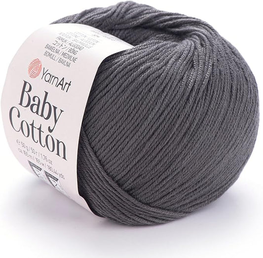 YarnArt Baby Cotton Yarn - Soft Knitting Yarn for Baby & Summer, 50% Cotton 50% Acrylic, 1.76 Oz, 180.44 Yds, Ideal for Amigurumi & Crochet Projects (1, 454)