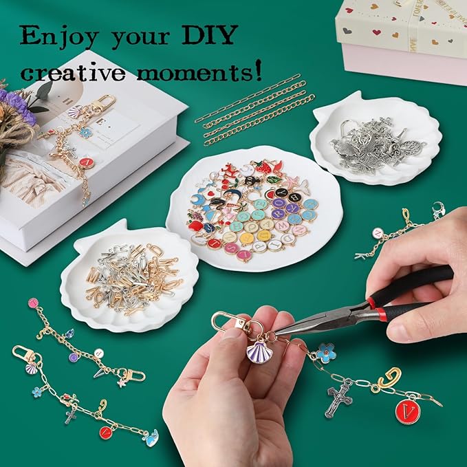 SUTROMA Lip Gloss Charm Keychain Kit - 501pcs Bag Charm Kit with 138 Charms 10 Keychain Clips 40 Extender Chains & Jewelry Plier - DIY Jewelry Making Supplies for Keychains and Purse Charms