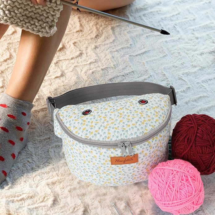 Yarn Crossbody Waist bag Small Yarn Storage Organizer for Yarn Skeins-Organizer for Crochet Hooks and Accessories