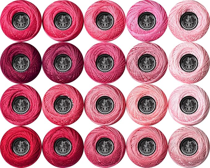 Soft 20 Colors Classic Crochet Thread 20 Pack,100% Cotton (Cranberry-3326-601)