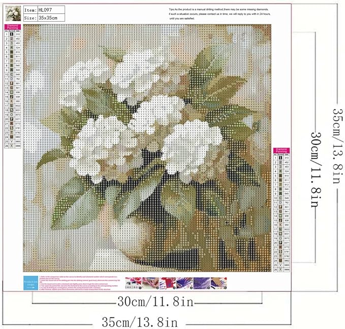 GEMFAMILY 5D Diamond Art Kits for Adults,Hydrangea Diamond Painting Kits for Beginner,DIY Round Full Drill Diamond Dots with Gem Art Kits Home Wall Decor 13.8 x 13.8 inch