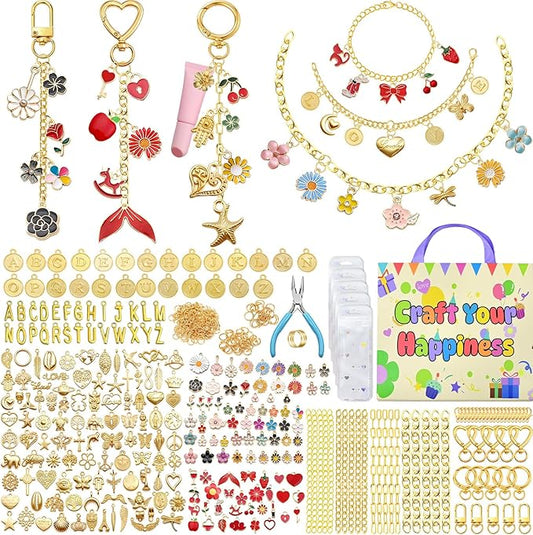 VvLons Lip Gloss Keychain Kit, 706 Pcs Lip Gloss Charms Keychain Kit with Jewelry Tools, All-in-One Lip Gloss Making Kit for DIY Accessories, Bag Charms and Handmade Gift Crafts