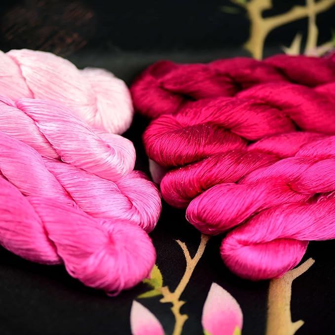 Natural 100% Silk Thread, Handmade Embroidery Thread Silk Floss 9 Colors 110m Each (39)