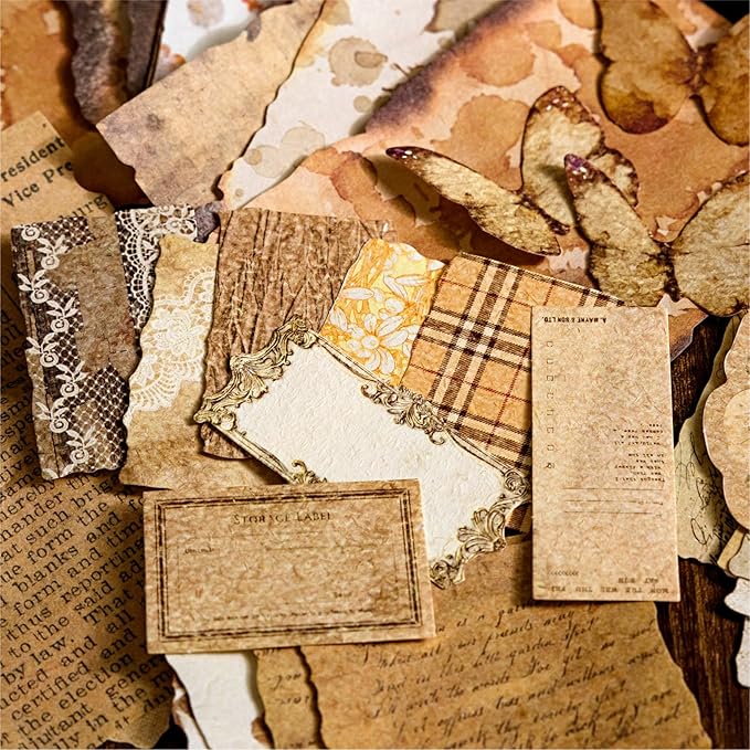 100 Sheets Vintage Scrapbook Papers Journaling Scrapbooking Supplies Kit junk journal supplies Decorative Craft Paper for Planner, Collage Paper Embellishment